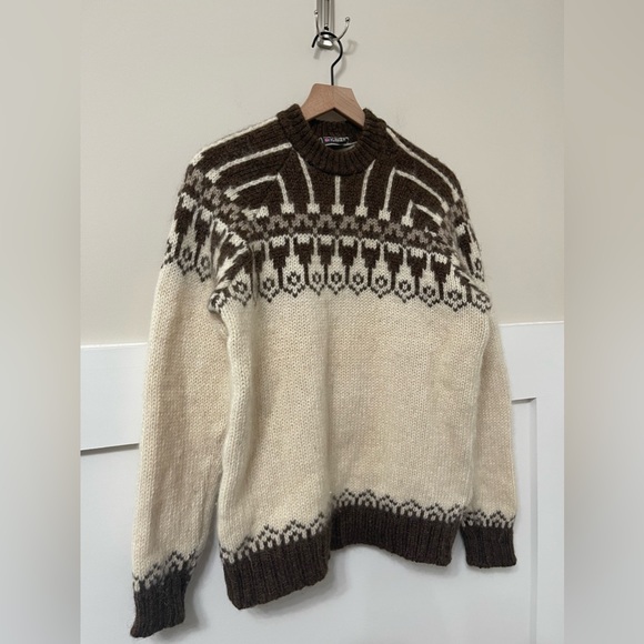 Samband of Iceland Vintage Fair Isle High Crewneck Wool Cozy Sweater Size Large - Picture 4 of 8